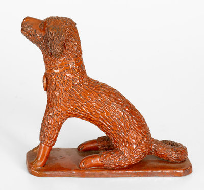 Large-Sized Pennsylvania Redware Figure of a Seated Dog, c1850-85