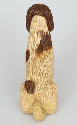 Rare Large-Sized Stoneware Figure of a Seated Dog, probably Ohio