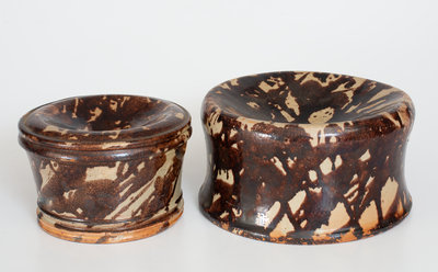 Two Glazed Redware Spittoons, American, second half 19th century