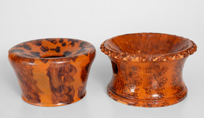 Two Glazed Pennsylvania Redware Spittoons, second half 19th century