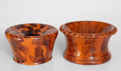 Two Glazed Pennsylvania Redware Spittoons, second half 19th century