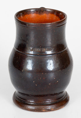 JOHN BELL (Waynesboro, Pennsylvania) Redware Ale Mug, c1840-1880