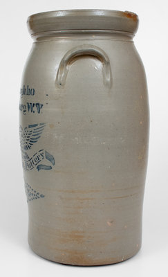 Fine 6 Gal. A. P. Donaghho / Parkersburg, WV Stoneware Eagle Churn, Excelsior Pottery