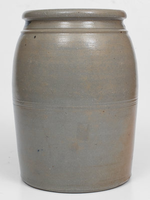 Fine Western PA Stoneware Jar w/ Elaborate Brushed Floral and Stripe Decoration