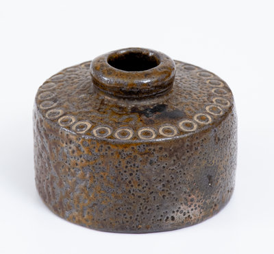 Extremely Rare Chester Webster, Randolph Co, NC Stoneware Inkwell Dated "1861"