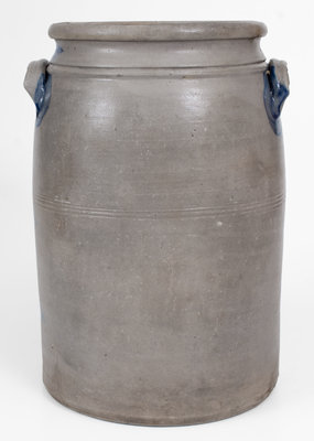 Fine 3 Gal. Western PA Stoneware Jar w/ Elaborate Freehand Floral and Vine Decoration
