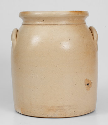 J. & E. NORTON / BENNINGTON, VT Stoneware Jar w/ Slip-Trailed Floral Decoration