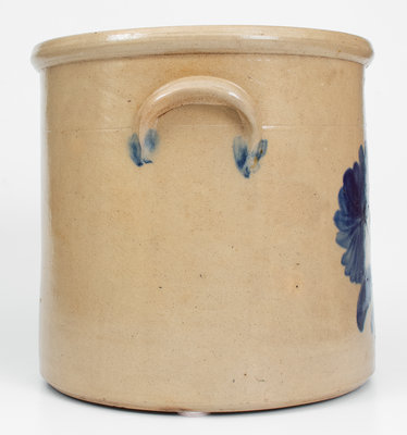 Fine 4 Gal. EVAN R. JONES / PITTSTON, PA Stoneware Crock w/ Bold Floral Decoration