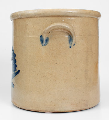 Fine 4 Gal. EVAN R. JONES / PITTSTON, PA Stoneware Crock w/ Bold Floral Decoration