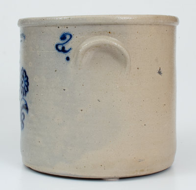 2 Gal. JOHN BURGER / ROCHESTER Stoneware Crock w/ Slip-Trailed Decoration