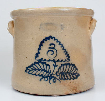 3 Gal. J. BURGER, JR. / ROCHESTER, NY Stoneware Crock w/ Slip-Trailed Decoration