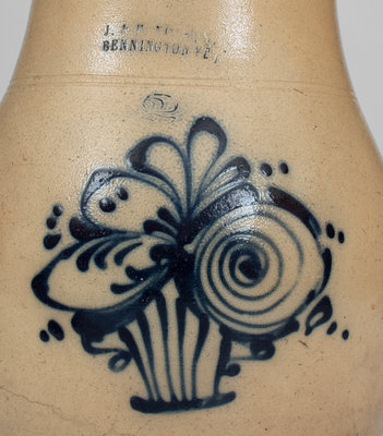 Scarce J. & E. NORTON / BENNINGTON, VT Stoneware Pitcher w/ Flowering Urn Design