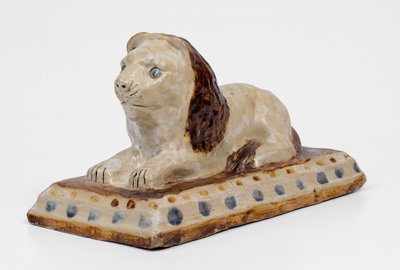 Outstanding Stoneware Lion attrib. A. P. Donaghho, Parkersburg, West Virginia