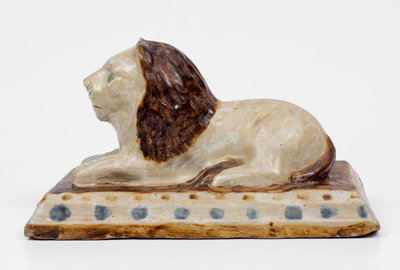 Outstanding Stoneware Lion attrib. A. P. Donaghho, Parkersburg, West Virginia