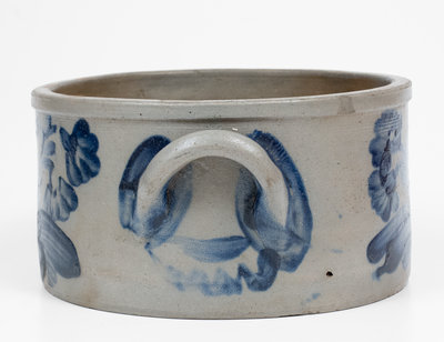 Fine attrib. Henry H. Remmey, Philadelphia Stoneware Cake Crock w/ Elaborate Floral Decoration, c1830