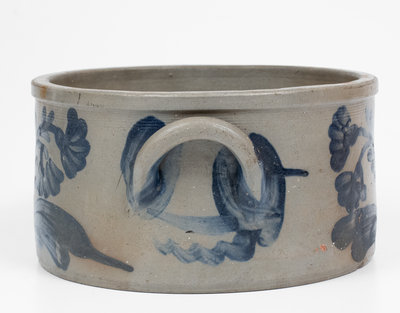 Fine attrib. Henry H. Remmey, Philadelphia Stoneware Cake Crock w/ Elaborate Floral Decoration, c1830