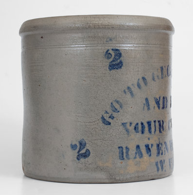 Exceptional RAVENSWOOD, W. VA Stoneware Advertising Jar, attrib. Palatine, WV