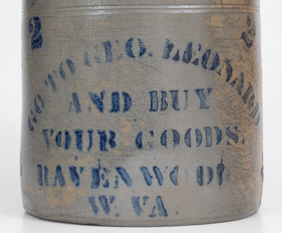 Exceptional RAVENSWOOD, W. VA Stoneware Advertising Jar, attrib. Palatine, WV