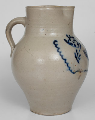 Rare attrib. Smith & Day, Norwalk, CT Slip-Trailed Stoneware Pitcher, Dated 1838