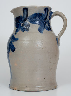 Attrib. Thomas Haig, Philadelphia, PA Stoneware Pitcher with Bold Floral Decoration