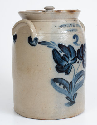 2 Gal. N. CLARK & CO. / LYONS Stoneware Lidded Jar