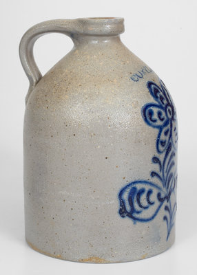 CORTLAND, New York Stoneware Jug with Slip-Trailed Floral Decoration