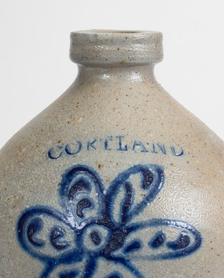 CORTLAND, New York Stoneware Jug with Slip-Trailed Floral Decoration