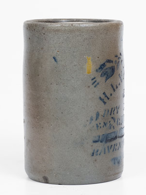 Very Rare Small-Sized RAVENSWOOD, W. VA Stoneware Advertising Canning Jar w/ Elaborate Stencil