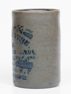 Very Rare Small-Sized RAVENSWOOD, W. VA Stoneware Advertising Canning Jar w/ Elaborate Stencil