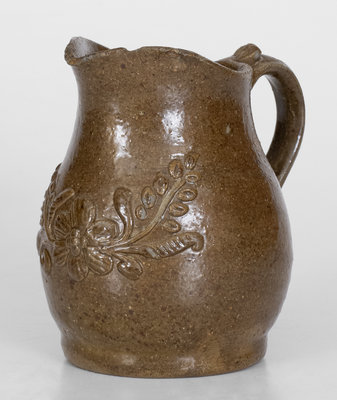 Outstanding Diminutive Alkaline-Glazed Alabama Stoneware Pitcher w/ Applied Decoration