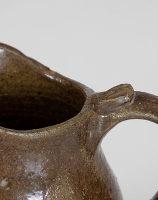 Outstanding Diminutive Alkaline-Glazed Alabama Stoneware Pitcher w/ Applied Decoration