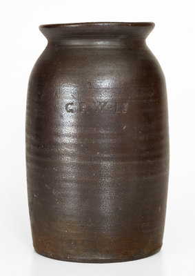 Exceedingly Rare G. F. WOLF, Alamance County, NC Stoneware Jar, c1880 s