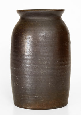 Exceedingly Rare G. F. WOLF, Alamance County, NC Stoneware Jar, c1880 s