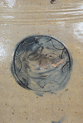 Scarce Albany, NY Area Stoneware Jar w/ Impressed Sun Face