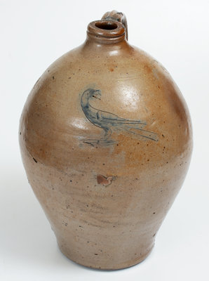 Unusual Incised New Jersey Stoneware Bird Jug