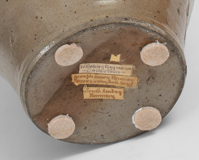 Unusual Incised New Jersey Stoneware Bird Jug