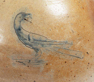 Unusual Incised New Jersey Stoneware Bird Jug