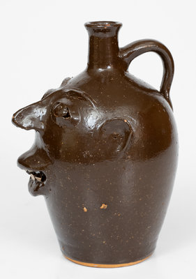 Unusual BROWN POTTERY (Arden, North Carolina) Face Jug, c1930