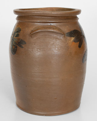 One-Gallon B.C. MILBURN, Alexandria, VA Stoneware Jar w/ Cobalt Floral Decoration, c1860