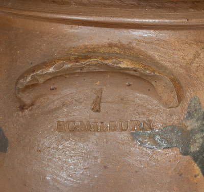 One-Gallon B.C. MILBURN, Alexandria, VA Stoneware Jar w/ Cobalt Floral Decoration, c1860