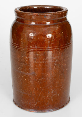 Extremely Rare Redware Jar, attributed to F.W. Schafer and Son, Leesburg, VA / Loudoun County