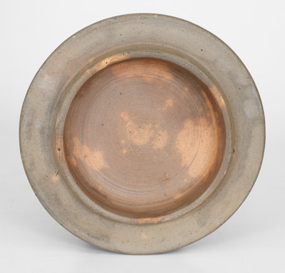 Small Domed Ohio Stoneware Lid with Cobalt Decoration