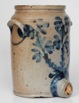 Scarce Philadelphia Stoneware Water Cooler w/ Elaborate Cobalt Floral Decoration, c1850