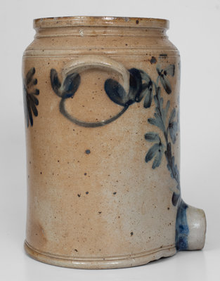 Scarce Philadelphia Stoneware Water Cooler w/ Elaborate Cobalt Floral Decoration, c1850