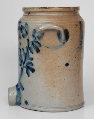 Scarce Philadelphia Stoneware Water Cooler w/ Elaborate Cobalt Floral Decoration, c1850