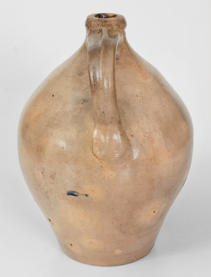 Very Rare R THOMPSON & Co. / GARDINER, Maine Stoneware Jug w/ Incised Bird and Floral Decoration, c1840