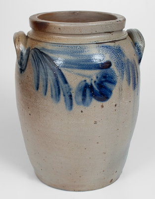 3 Gal. Baltimore, MD Stoneware Jar w/ Floral Decoration, c1850