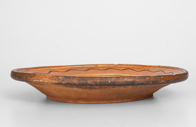 Scarce Large-Sized North Carolina Redware Dish w/ Slip Decoration, late 18th / early 19th century