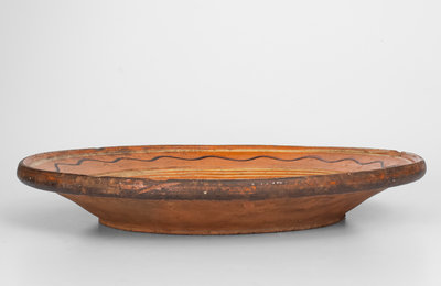 Scarce Large-Sized North Carolina Redware Dish w/ Slip Decoration, late 18th / early 19th century