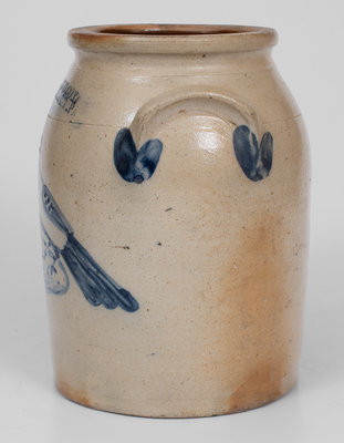 Rare COWDEN & WILCOX / HARRISBURG, PA Stoneware Jar w/ Bird Decoration